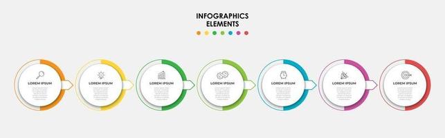 Plantilla de negocio de diseño infográfico con iconos y 7 opciones o pasos. vector