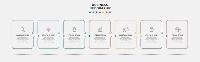 Plantilla de negocio de diseño infográfico con iconos y 7 opciones o pasos. vector