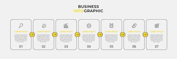 Plantilla de negocio de diseño infográfico con iconos y 7 opciones o pasos. vector