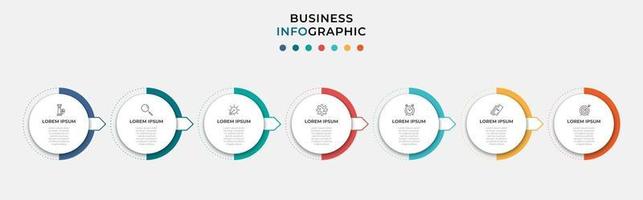 Plantilla de negocio de diseño infográfico con iconos y 7 opciones o pasos. vector