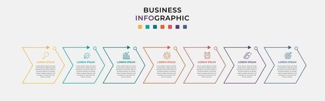 Plantilla de negocio de diseño infográfico con iconos y 7 opciones o pasos. vector