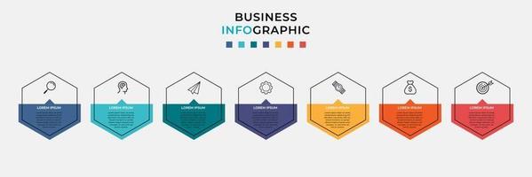 Plantilla de negocio de diseño infográfico con iconos y 7 opciones o pasos. vector