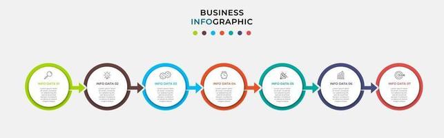 Plantilla de negocio de diseño infográfico con iconos y 7 opciones o pasos. vector