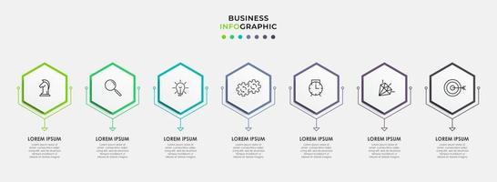 Plantilla de negocio de diseño infográfico con iconos y 7 opciones o pasos. vector