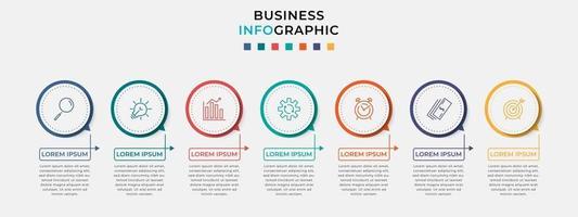 Plantilla de negocio de diseño infográfico con iconos y 7 opciones o pasos. vector