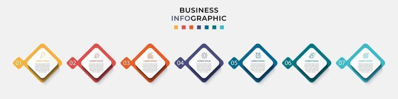 Plantilla de negocio de diseño infográfico con iconos y 7 opciones o pasos. vector