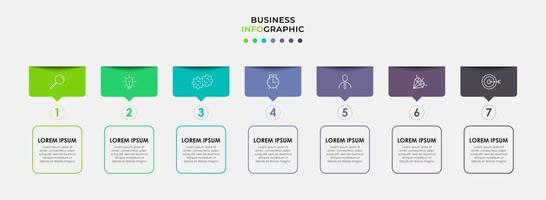 Plantilla de negocio de diseño infográfico con iconos y 7 opciones o pasos. vector