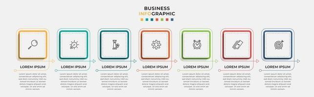 Plantilla de negocio de diseño infográfico con iconos y 7 opciones o pasos. vector