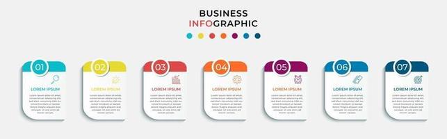 Plantilla de negocio de diseño infográfico con iconos y 7 opciones o pasos. vector