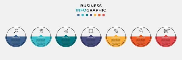 Plantilla de negocio de diseño infográfico con iconos y 7 opciones o pasos. vector