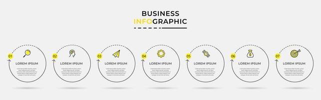 Plantilla de negocio de diseño infográfico con iconos y 7 opciones o pasos. vector