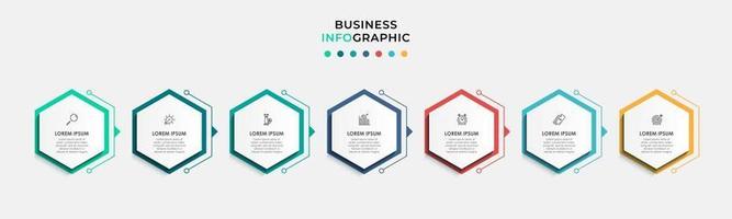 Plantilla de negocio de diseño infográfico con iconos y 7 opciones o pasos. vector