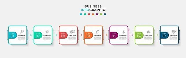 Plantilla de negocio de diseño infográfico con iconos y 7 opciones o pasos. vector