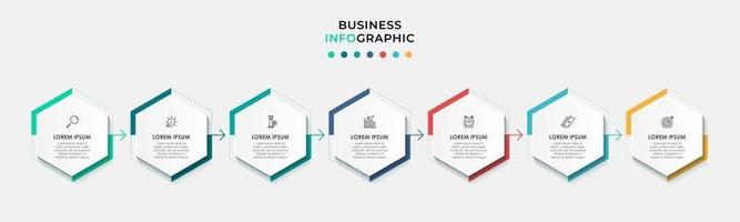 Plantilla de negocio de diseño infográfico con iconos y 7 opciones o pasos. vector