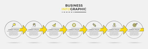 Plantilla de negocio de diseño infográfico con iconos y 7 opciones o pasos. vector