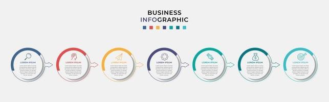 Infographic design business template with icons and 7 options or steps vector