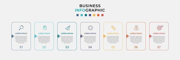 Plantilla de negocio de diseño infográfico con iconos y 7 opciones o pasos. vector