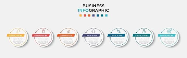 Plantilla de negocio de diseño infográfico con iconos y 7 opciones o pasos. vector