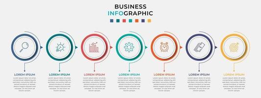 Plantilla de negocio de diseño infográfico con iconos y 7 opciones o pasos. vector