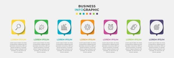 Plantilla de negocio de diseño infográfico con iconos y 7 opciones o pasos. vector