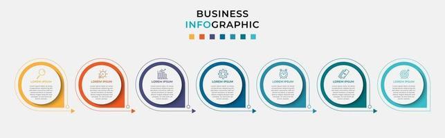 Plantilla de negocio de diseño infográfico con iconos y 7 opciones o pasos. vector