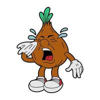 a vector illustration of a crying onion