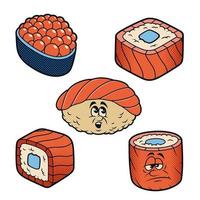Cartoon sushi vector illustrations