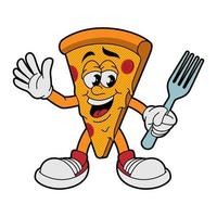 una ilustración vectorial de un personaje de pizza vector