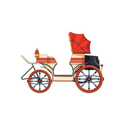 Carriage flat style. Illustrations set of various chariot. Vector