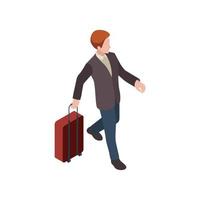 Isometric Airport terminal man with bag