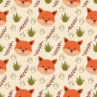 Seamless Pattern of Animal Forest Fox Face vector