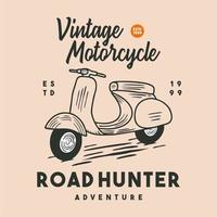 Diseño clásico de ilustración de motocicleta vintage para camisa vector