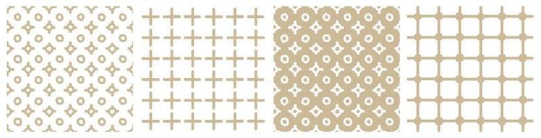 Set of beige abstract simple geometric seamless patterns vector