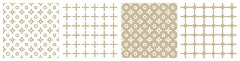 Set of beige abstract simple geometric seamless patterns vector