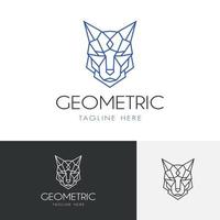 Geometric wolf face in monoline style vector