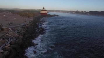Aerial view of Coquille River Lighthouse in Bandon, Oregon