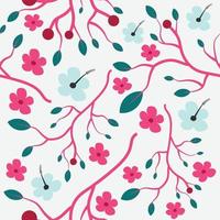 Beautiful and Colorful Seamless Pattern Branch, Flower and leaves vector