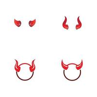 Plantilla de ilustración de diseño de logotipo de icono de vector de cuerno de diablo
