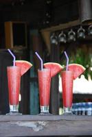Fresh watermelon juice on the table. photo