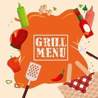 grill menu with fresh vegetables vector