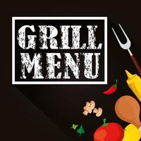 grill menu with fresh vegetables vector