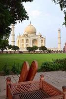 The Taj Mahal across the lawn photo