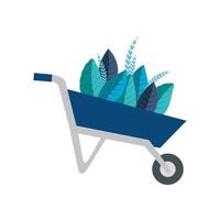 Isolated wheelbarrow with leaves vector design