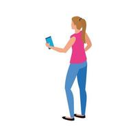 avatar mujer con diseño de vector de teléfono inteligente