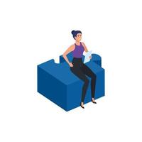 beautiful woman sitting in puzzle piece vector