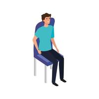 beautiful man sitting in chair avatar character vector