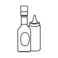 set of delicious sauces line style icon vector