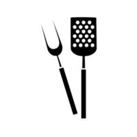 silhouette of spatula with fork barbecue cutlery tools vector