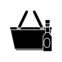 silhouette of delicious sauce in bottle with basket line style icon vector