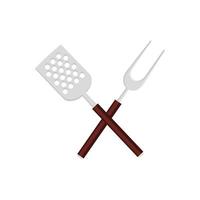 spatula with fork barbecue cutlery tools isolated icon vector